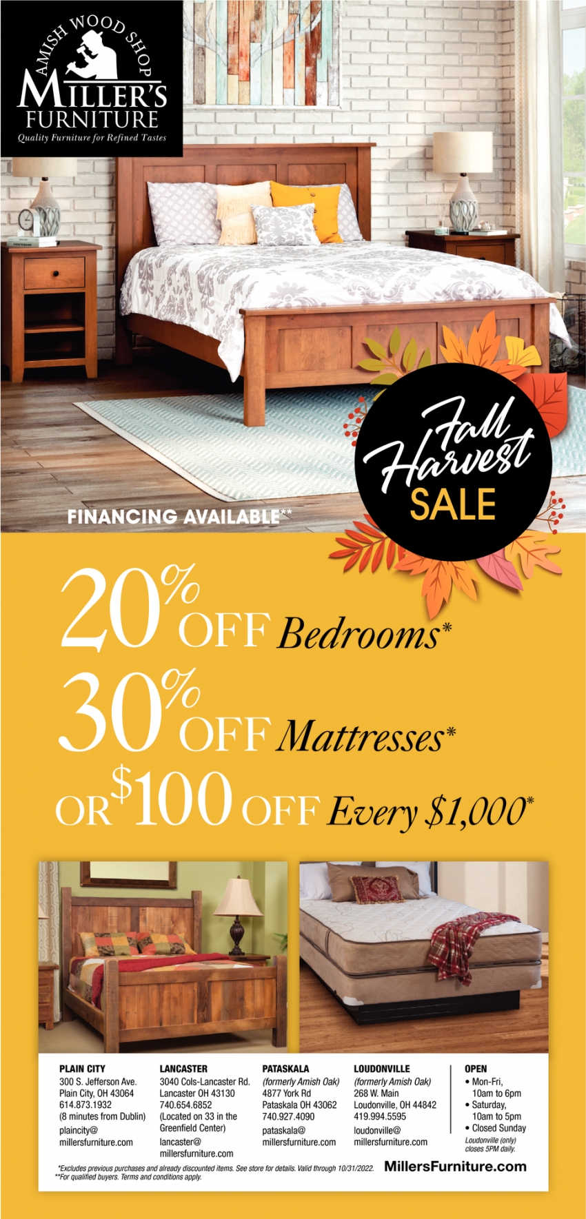 20 Off Bedrooms, Miller's Furniture, Lancaster, OH