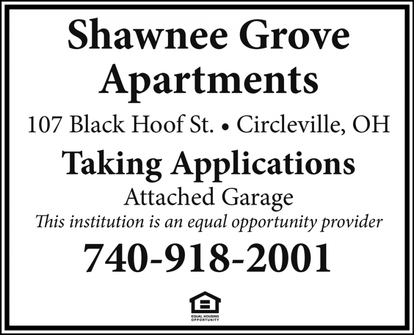 Taking Applications, Shawnee Grove Apartments, Circleville, OH