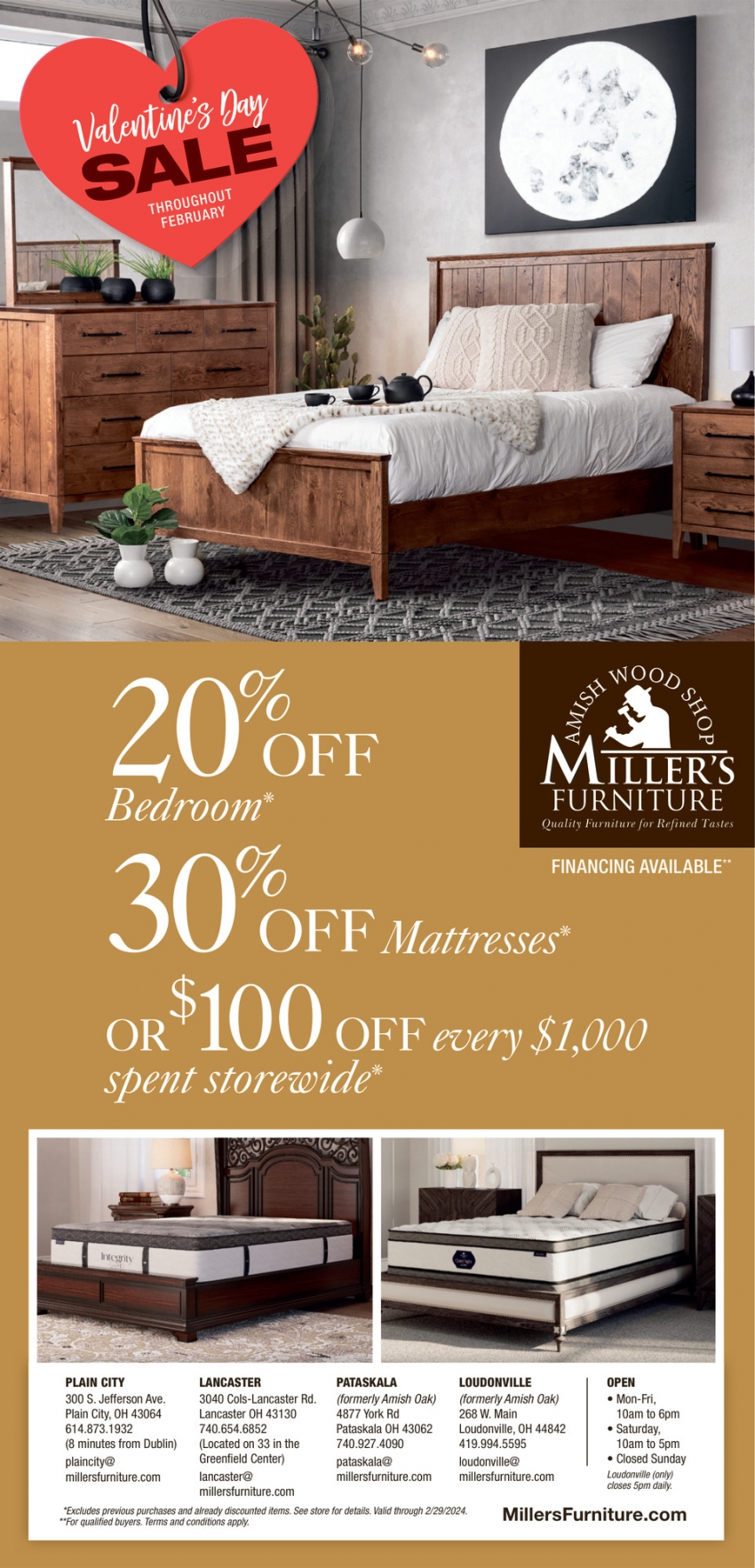 Valentine's Day Sale, Miller's Furniture, Lancaster, OH