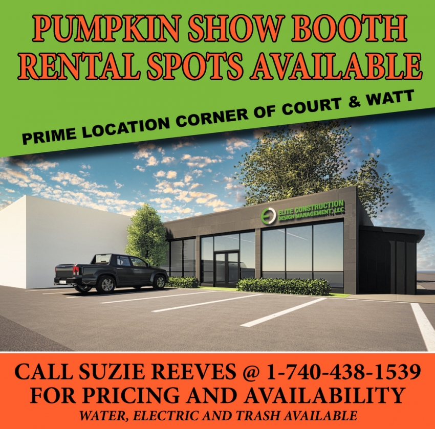 Pumpkin Show Booth Rental Spots Available , Elite Construction Design