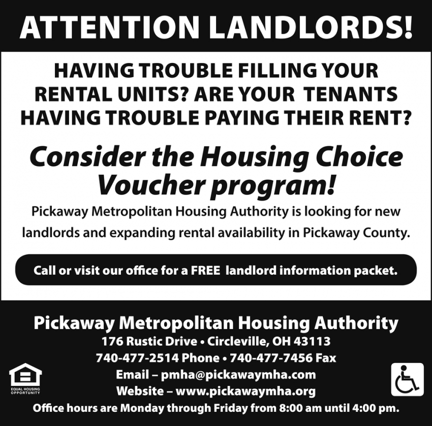 Attention Landlords!, The Pickaway Metropolitan Housing Authority