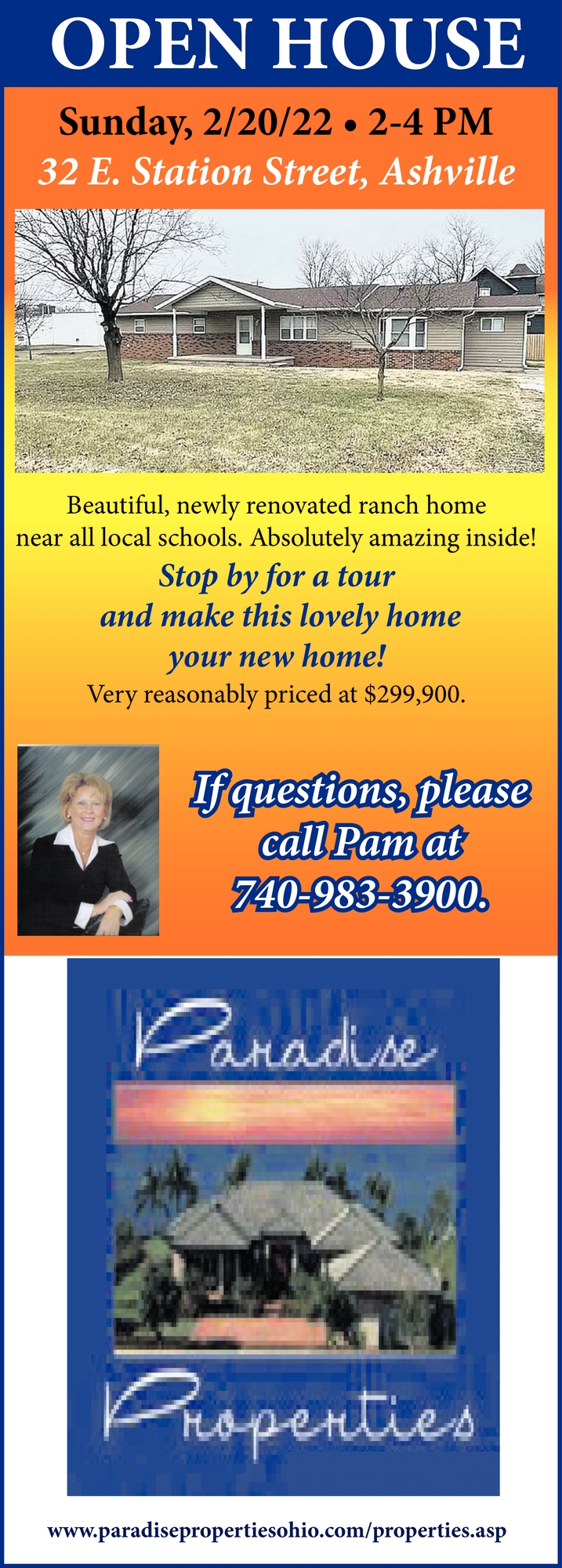 Open House, Paradise Properties, Ashville, OH
